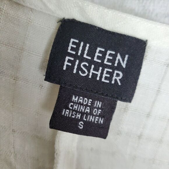 EILEEN FISHER Yellow Irish Linen Long Sleeve Button Front Shirt Size Small - Picture 4 of 7